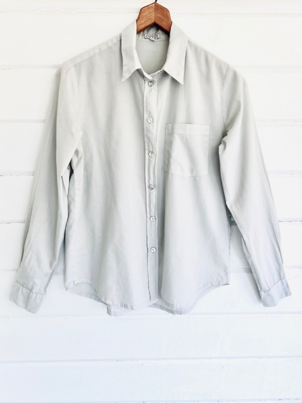 COVET By Kate Pale Gray Button Up Shirt in Cotton Voile - S